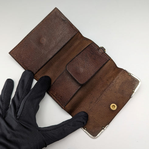 1917 年英國古董純銀裝飾皮革皮夾零皮夾 Frederwick Wilson